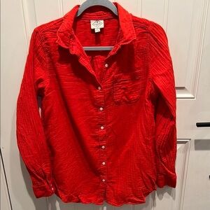 St. John's Bay Medium 100% cotton button up Vibrant Red Shirt